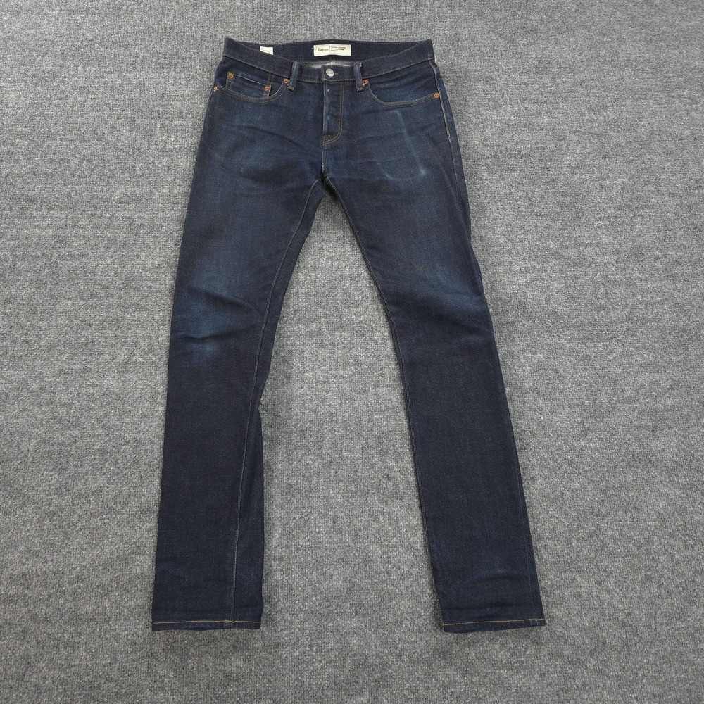 Gap Jeans Mens 32x33 Blue Raw Skinny Kaihara Japanese‎ Selvedge Denim Stretch